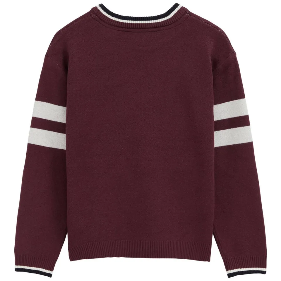 WE Fashion gestreepte gebreide trui met tekst - bordeauxrood, foto 4