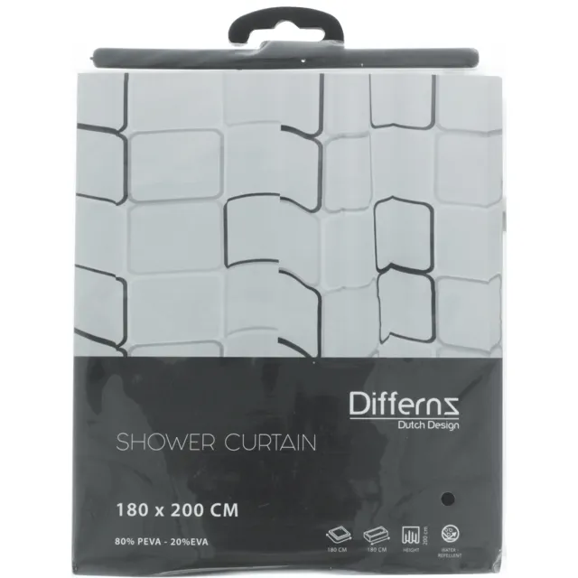 Differnz Cubi douchegordijn polyester 180x200 cm zwart