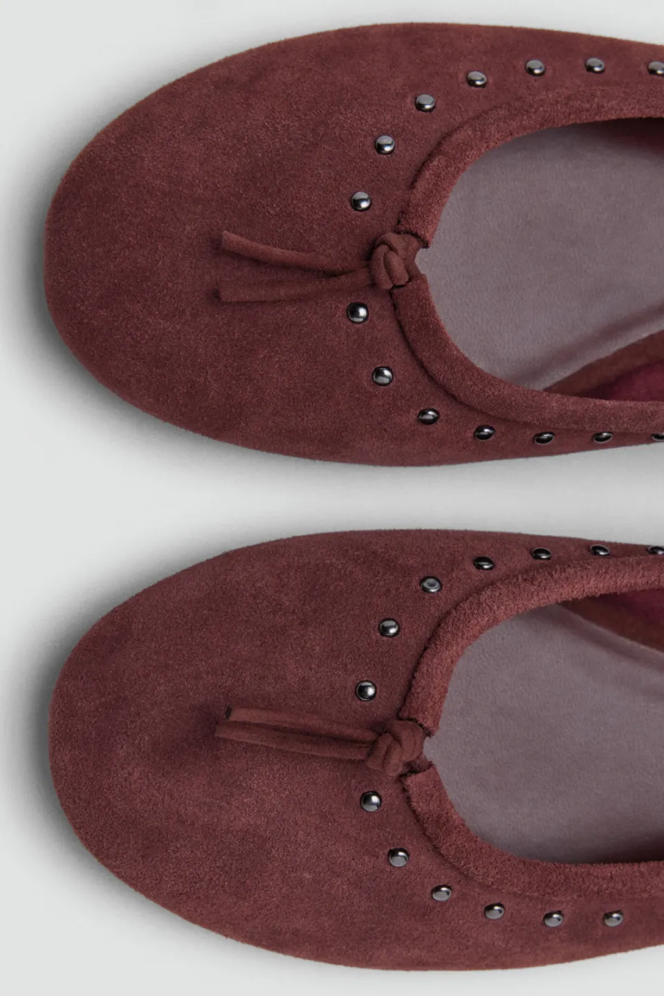 Mango TEEN suède ballerina's met studs - donkerrood, foto 7