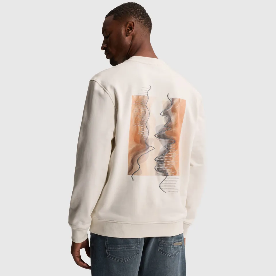 Cast Iron relaxed fit sweater met backprint - ecru, foto 5