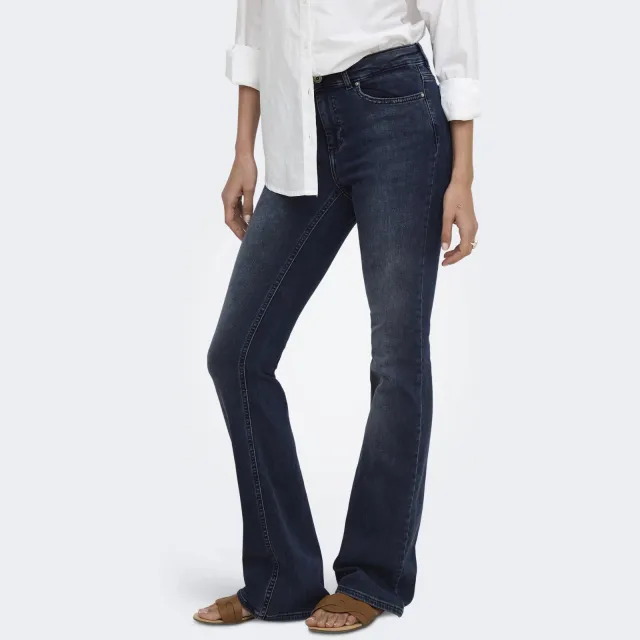 Only mid waist flared jeans ONLBLUSH blue black denim, foto 2