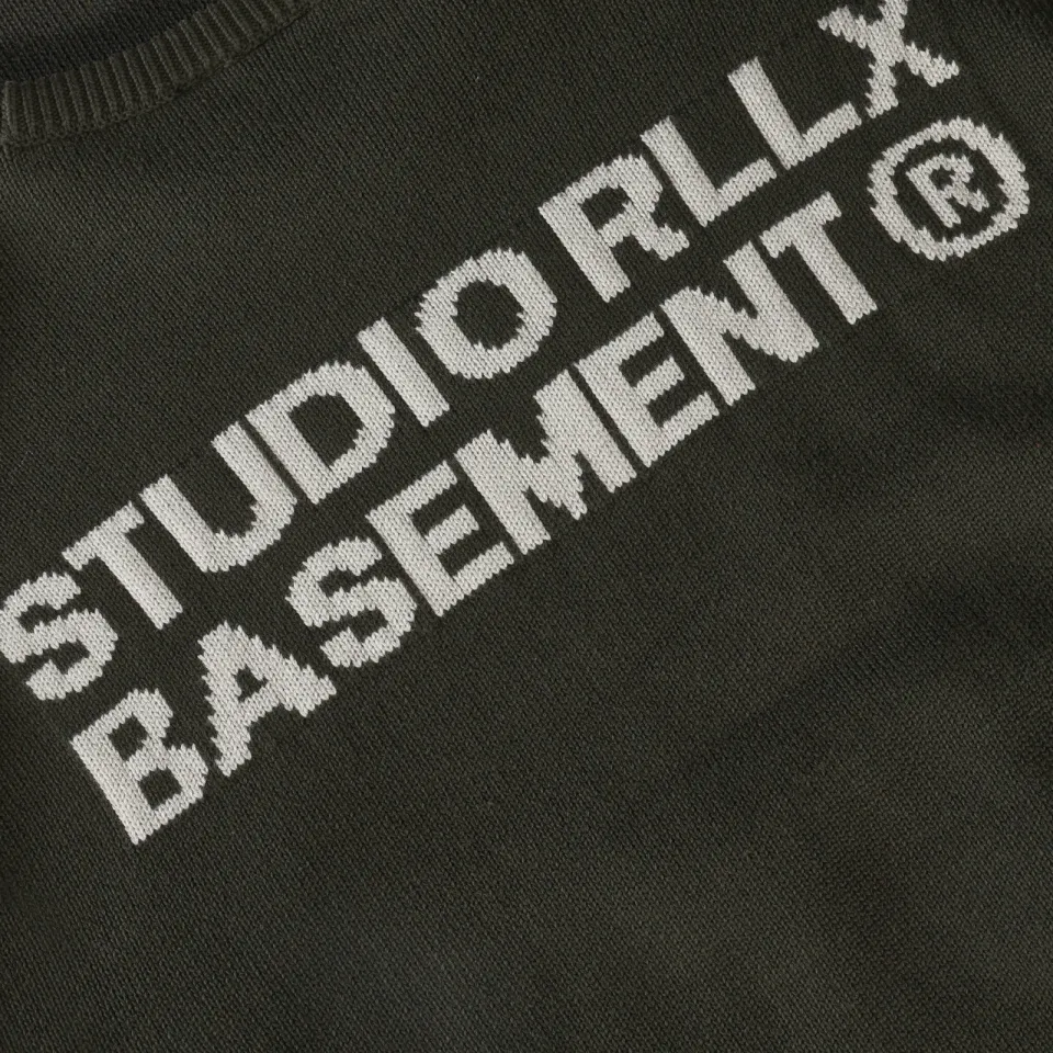 Rellix katoenen oversized gebreide trui met backprint - donkergroen, foto 4