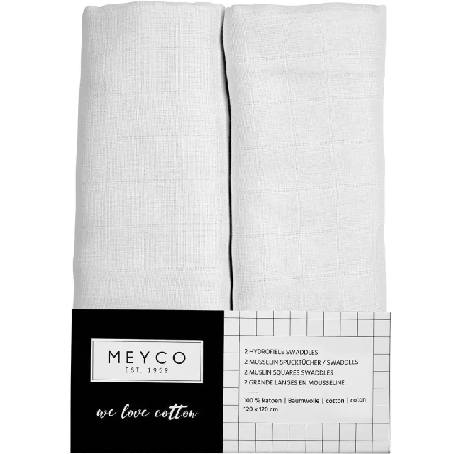 Meyco hydrofiele swaddle wit set van 2, foto 2