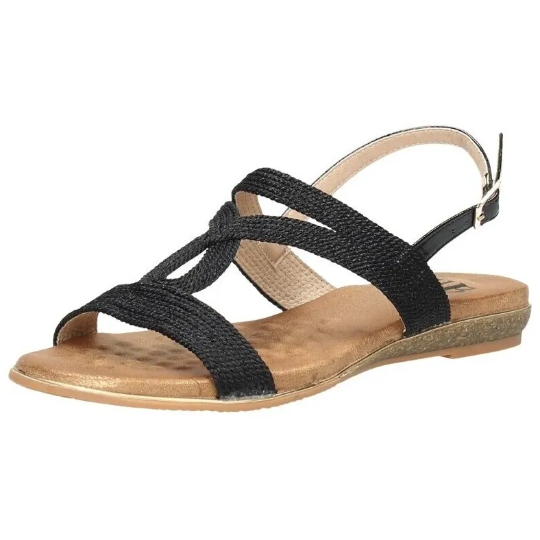 Sub55 sandalen plat zwart, foto 3