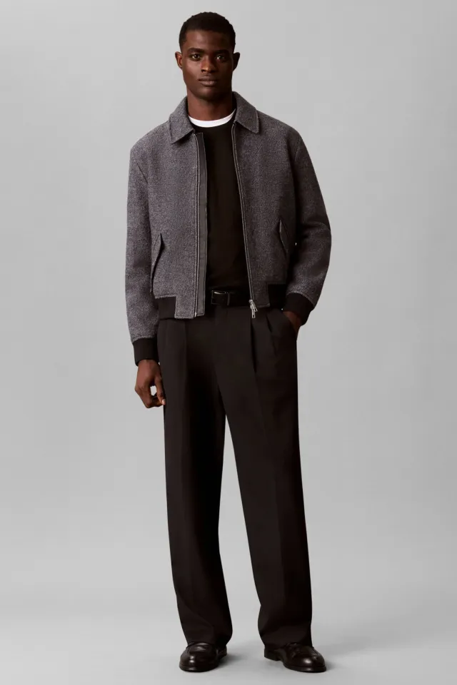 Calvin Klein wollen regular fit gebreide trui - zwart
