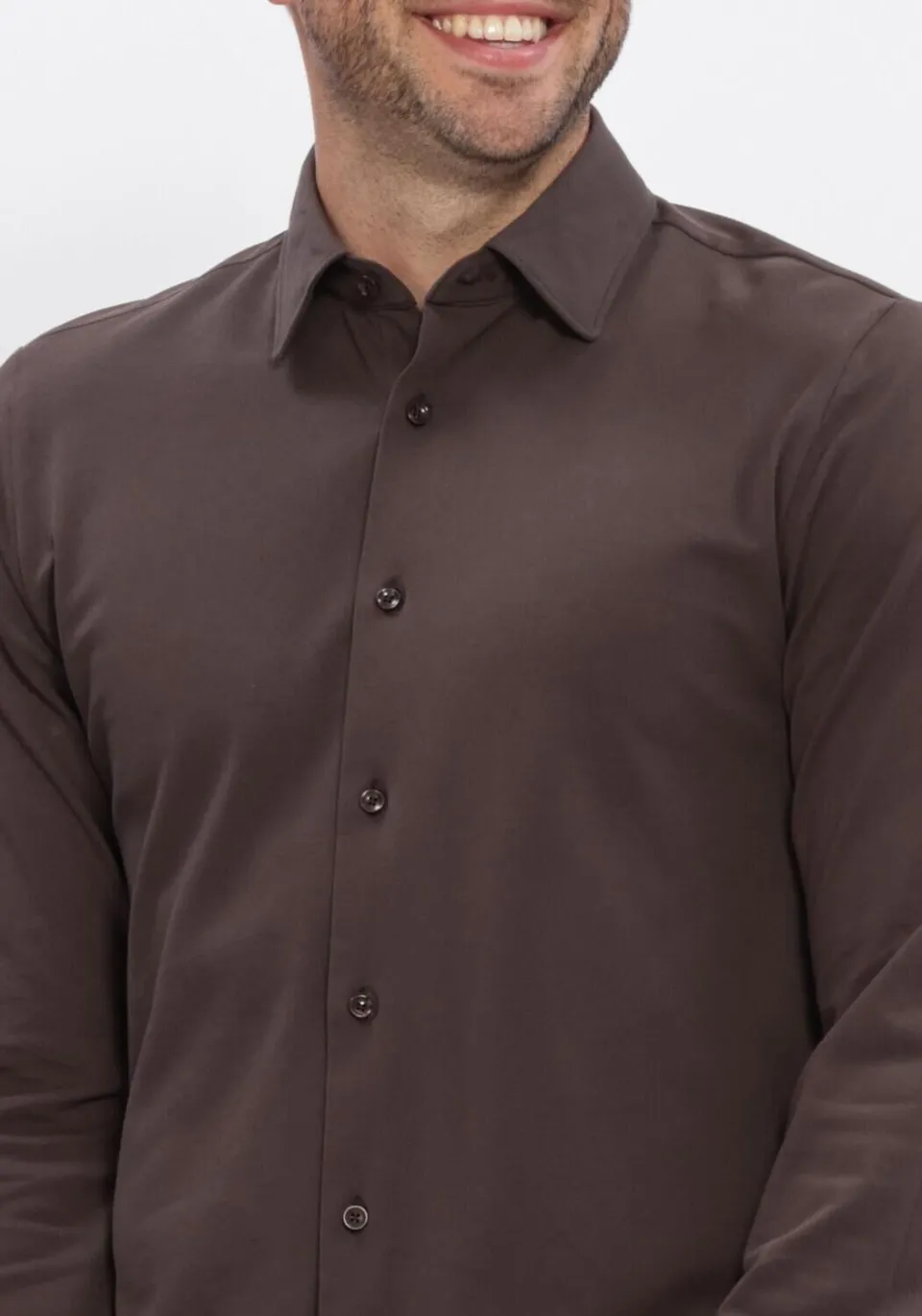 Dstrezzed slim fit piqué overhemd - donkerbruin, foto 8