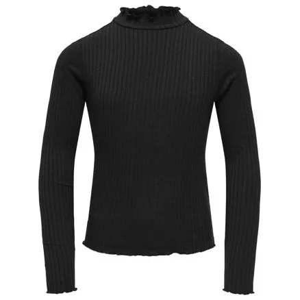 Only longsleeve met golvende afwerking zwart