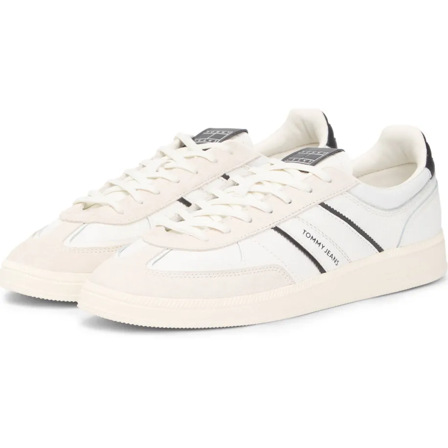 Tommy Jeans leren sneakers ecru/zwart, foto 4