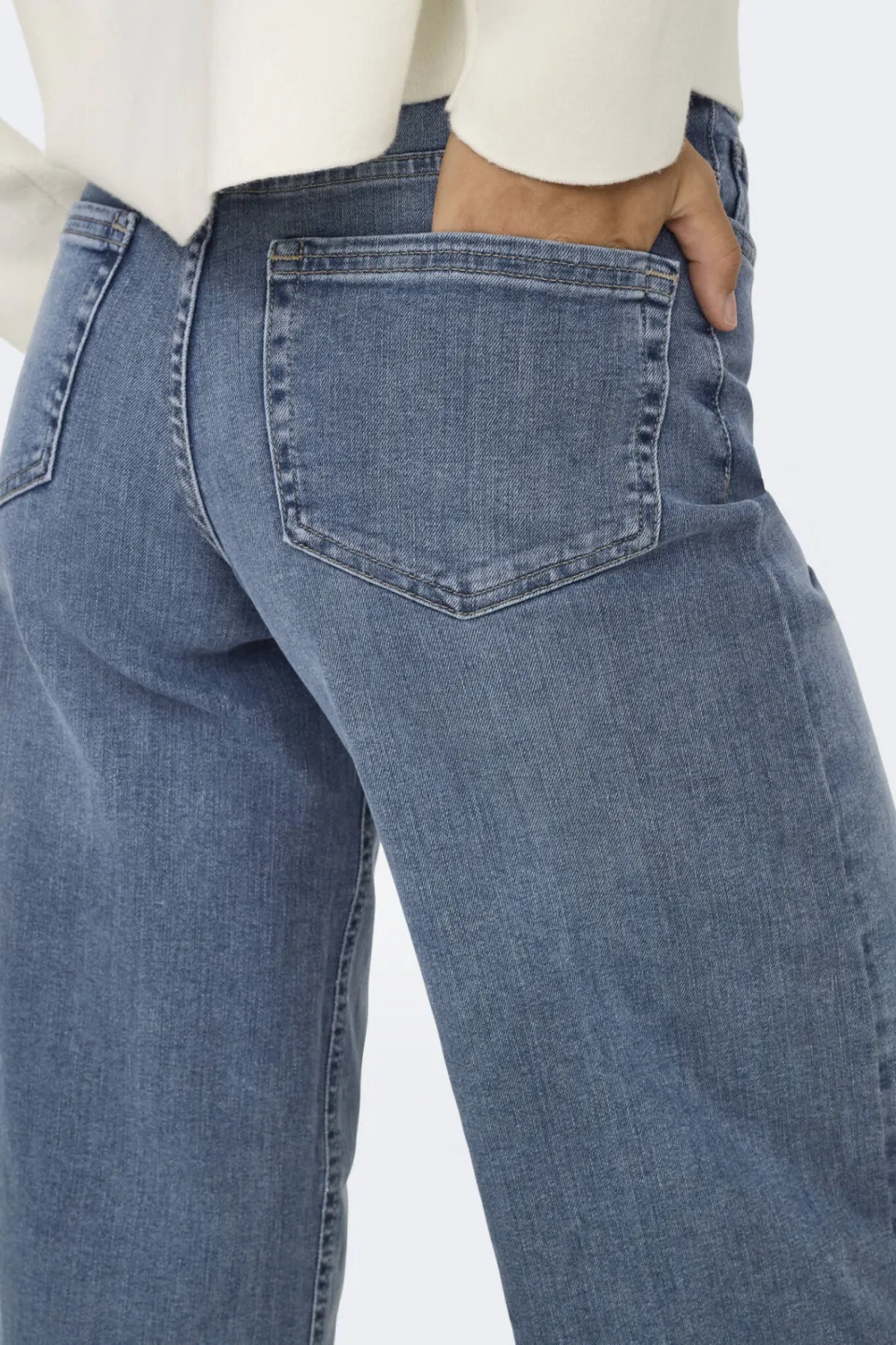 Only high waist wide leg jeans medium blue denim, foto 6