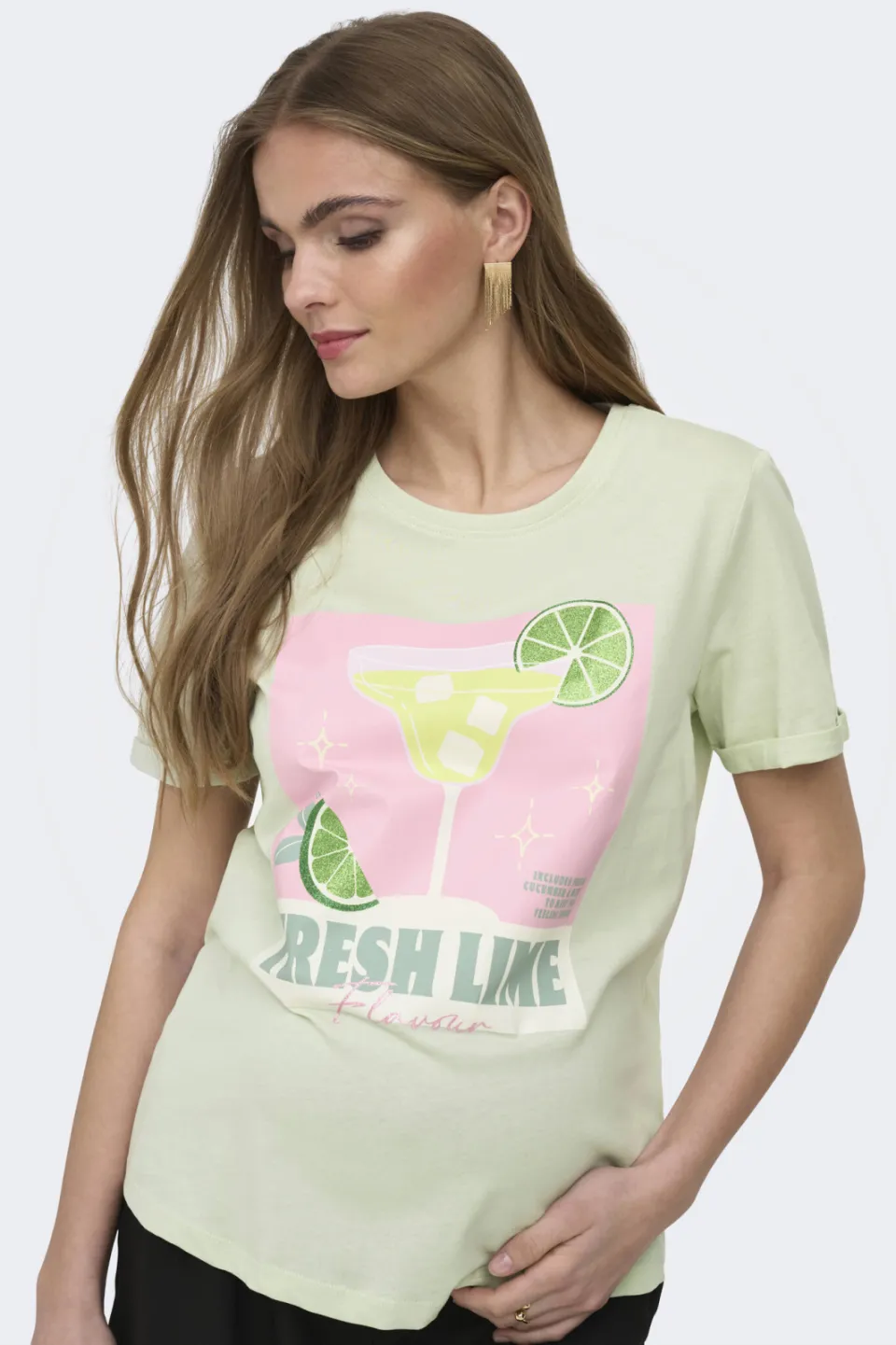 Only zwangerschaps T-shirt lichtgroen, foto 5