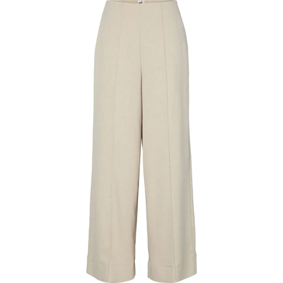 Y.A.S. YAS wide leg regular waist casual broek beige, foto 2