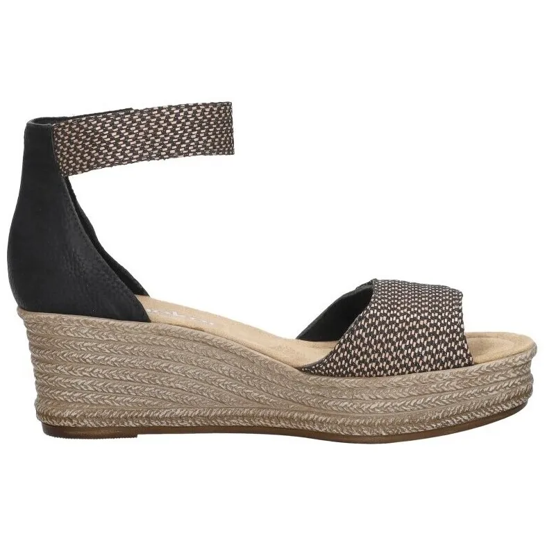 Rieker sandalen met hak zwart