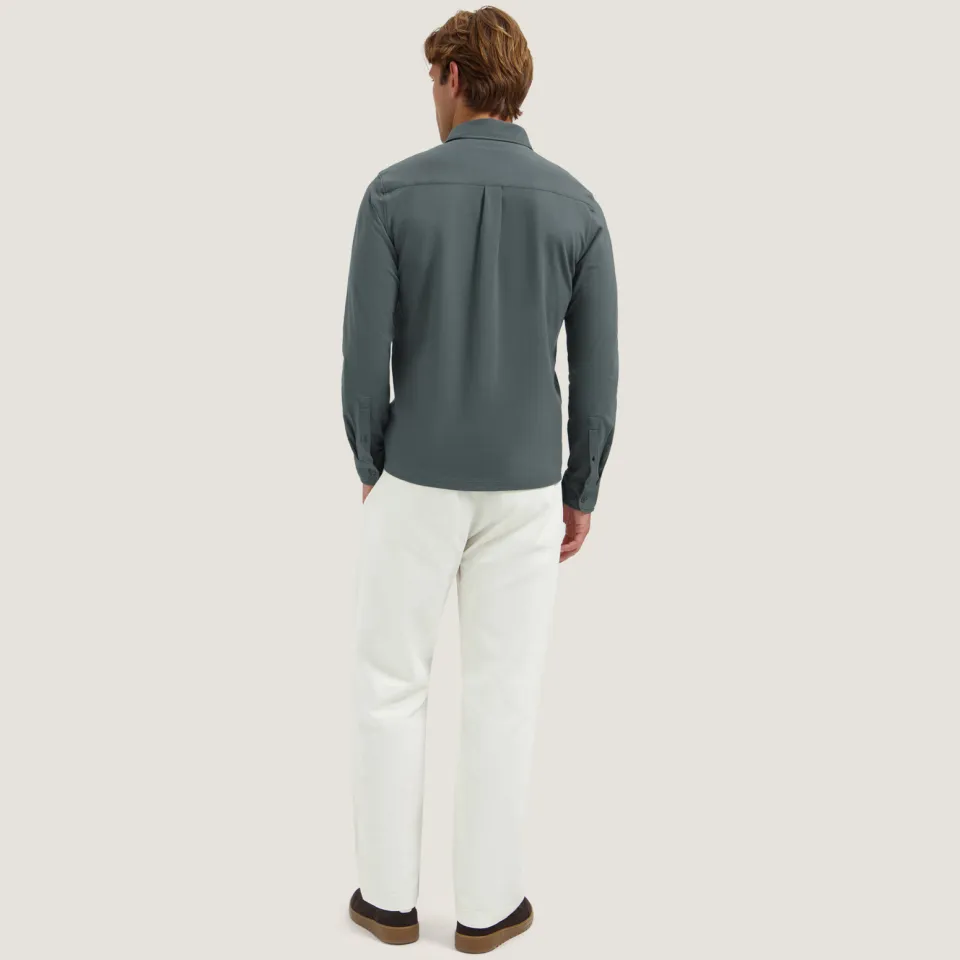 Dstrezzed piqué slim fit casual overhemd - grijsgroen, foto 3