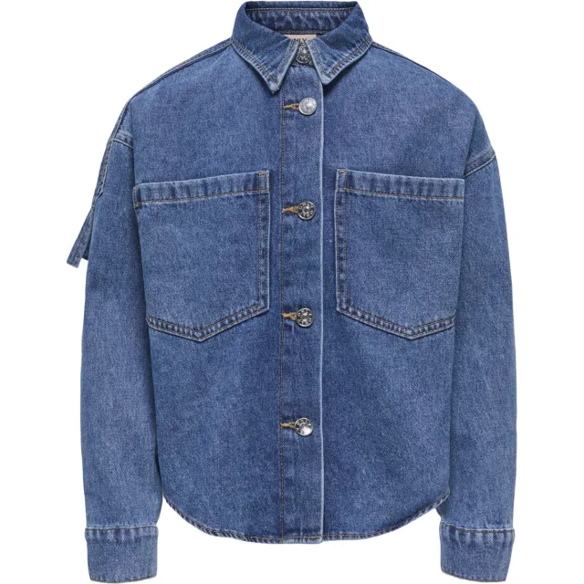 Only KIDS ONLY GIRL denim blouse met franjes mediumblauw Medium blue denim