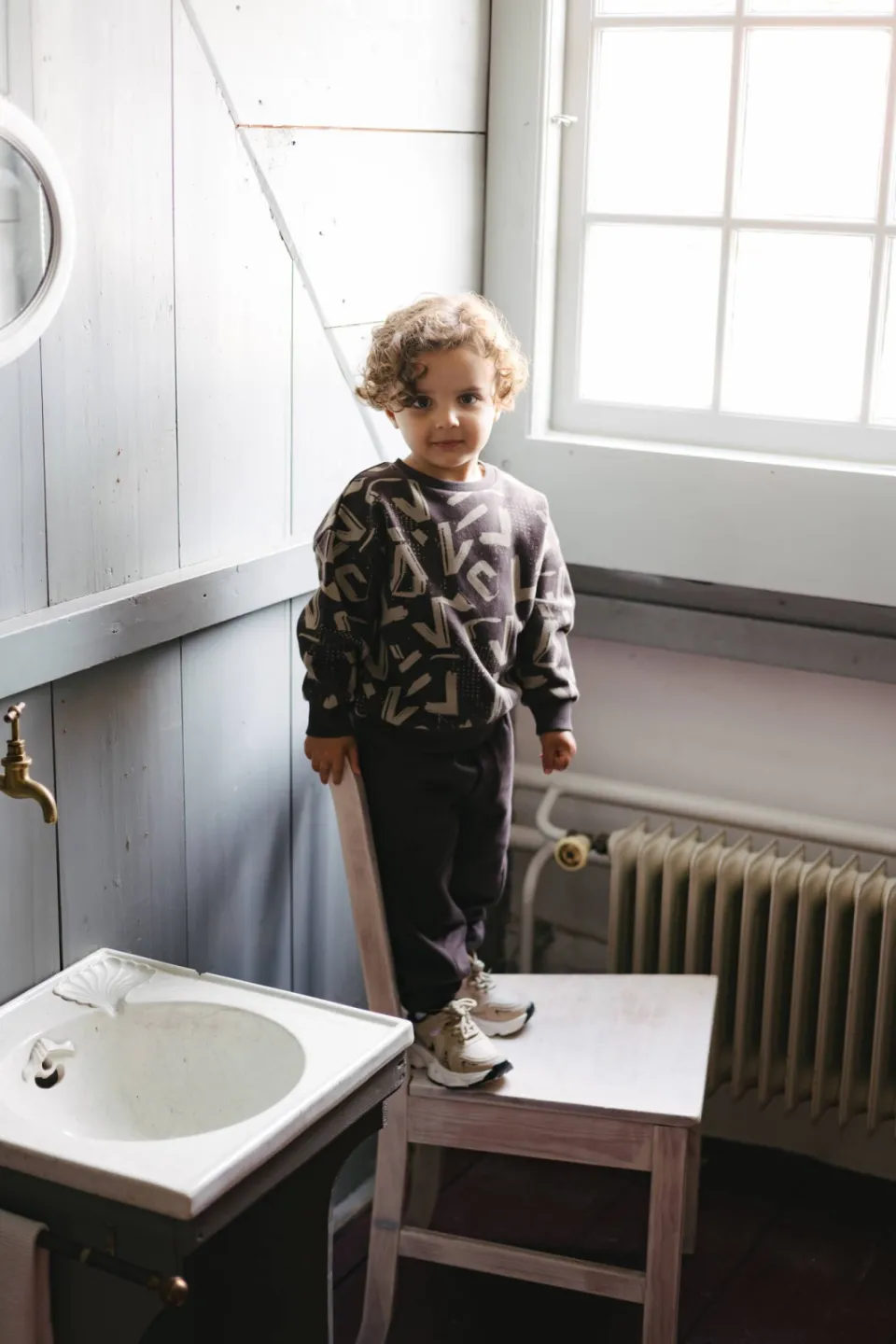 LEVV sweater met print - bruin/beige, foto 6