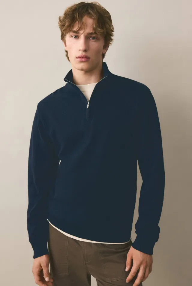Mango TEEN rechtvallende gebreide schipperstrui - donkerblauw