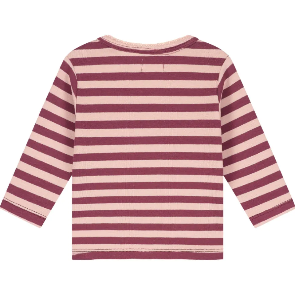 A Tiny Story gestreepte longsleeve donkerrood/lichtroze, foto 3