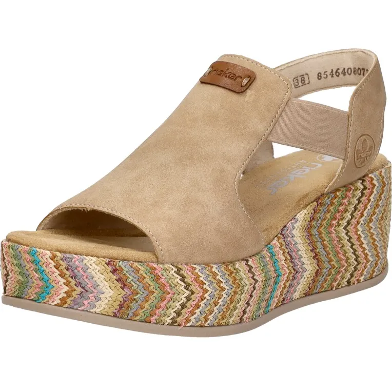 Rieker sandaal met sleehak beige, foto 3