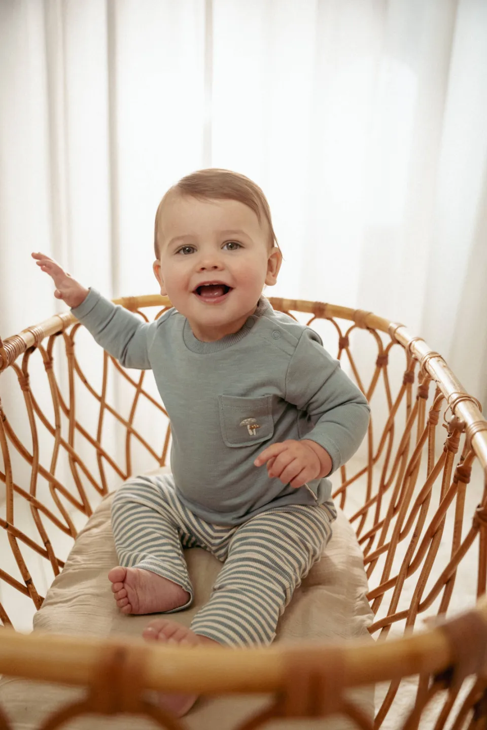 Little Dutch straight babybroek blauw Blauw/offwhite