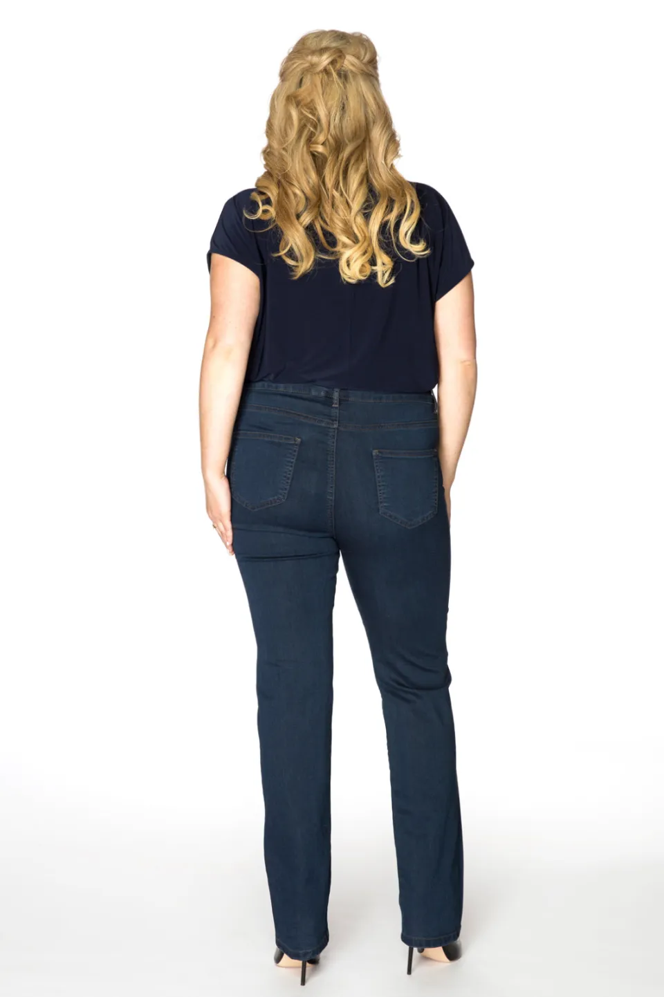 Yoek Jeans met rechte pijp | Donkerblauw, foto 3