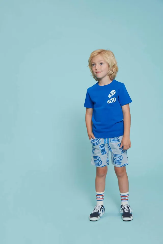 Sturdy sweatshort Run the Day grijs melange/blauw
