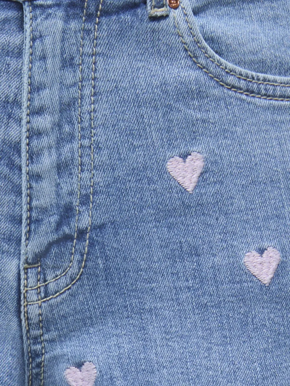 KIDS ONLY GIRL high waist jeansshort met hartjes medium blue, foto 4
