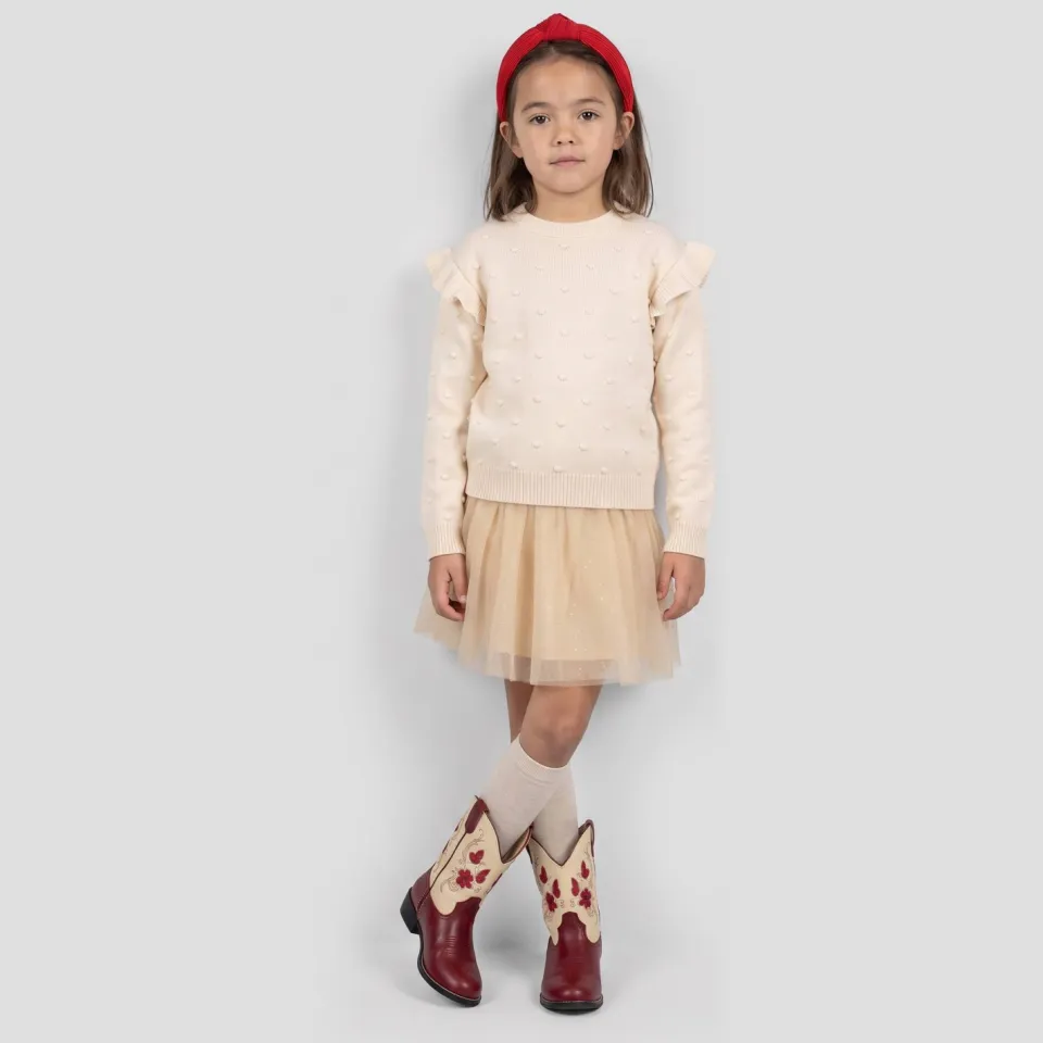 Me & My Monkey katoenen sweater met ruches - beige, foto 3