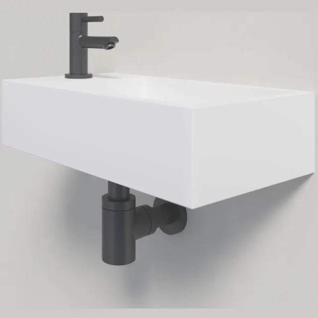 Fontein Wiesbaden Solid Surface 40x22x10 cm (Links) wit, foto 2