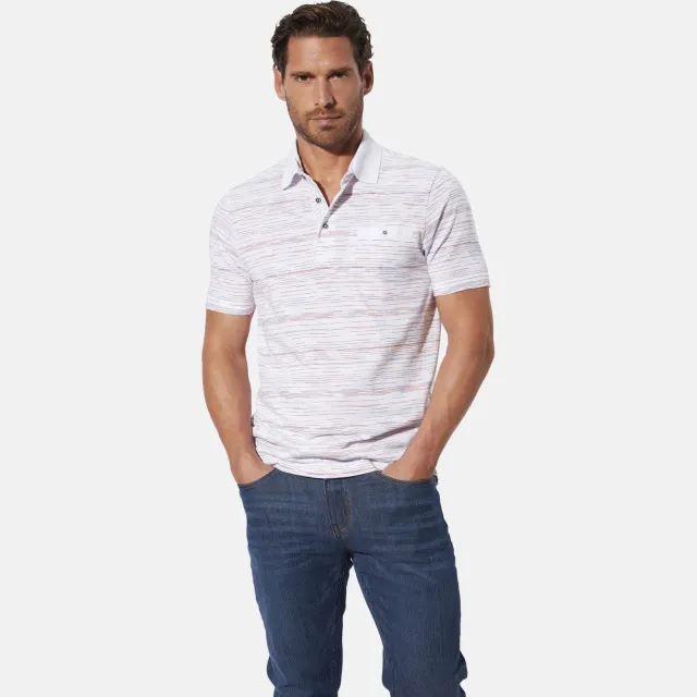 Babista regular fit gestreepte polo Plus Size +FIT Collectie - wit