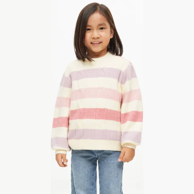 S.Oliver gebreide gestreepte trui - beige/roze/paars