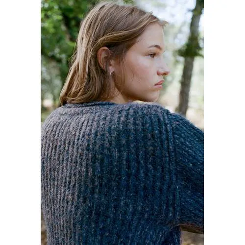 Mango TEEN gebreide gemêleerde trui met wol - blauw, foto 6