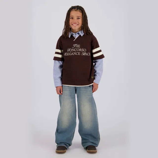 Vingino oversized longsleeve donkerbruin/blauw/wit