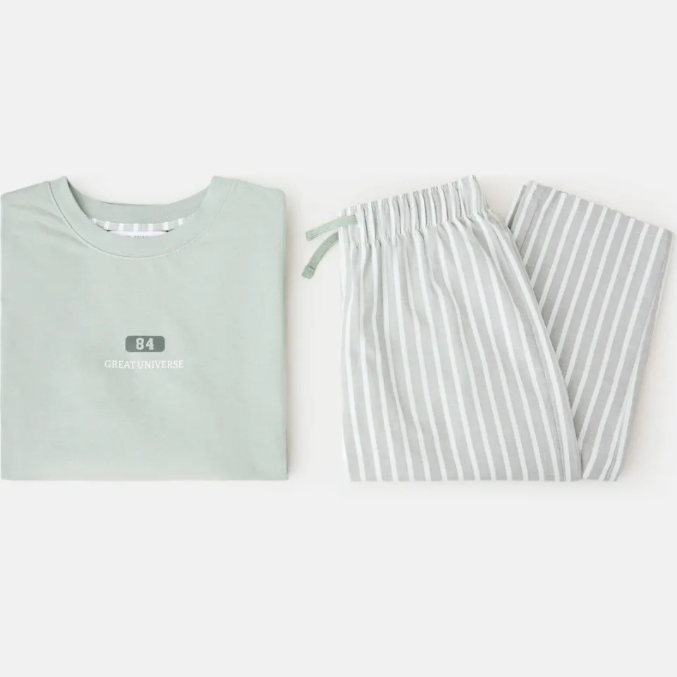 Mango Kids gestreepte pyjama groen, foto 2
