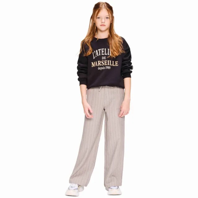 Retour Jeans wide leg casual broek krijtstreep lichtgrijs