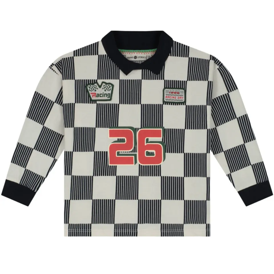 Stains&Stories geruite longsleeve zwart/wit, foto 2