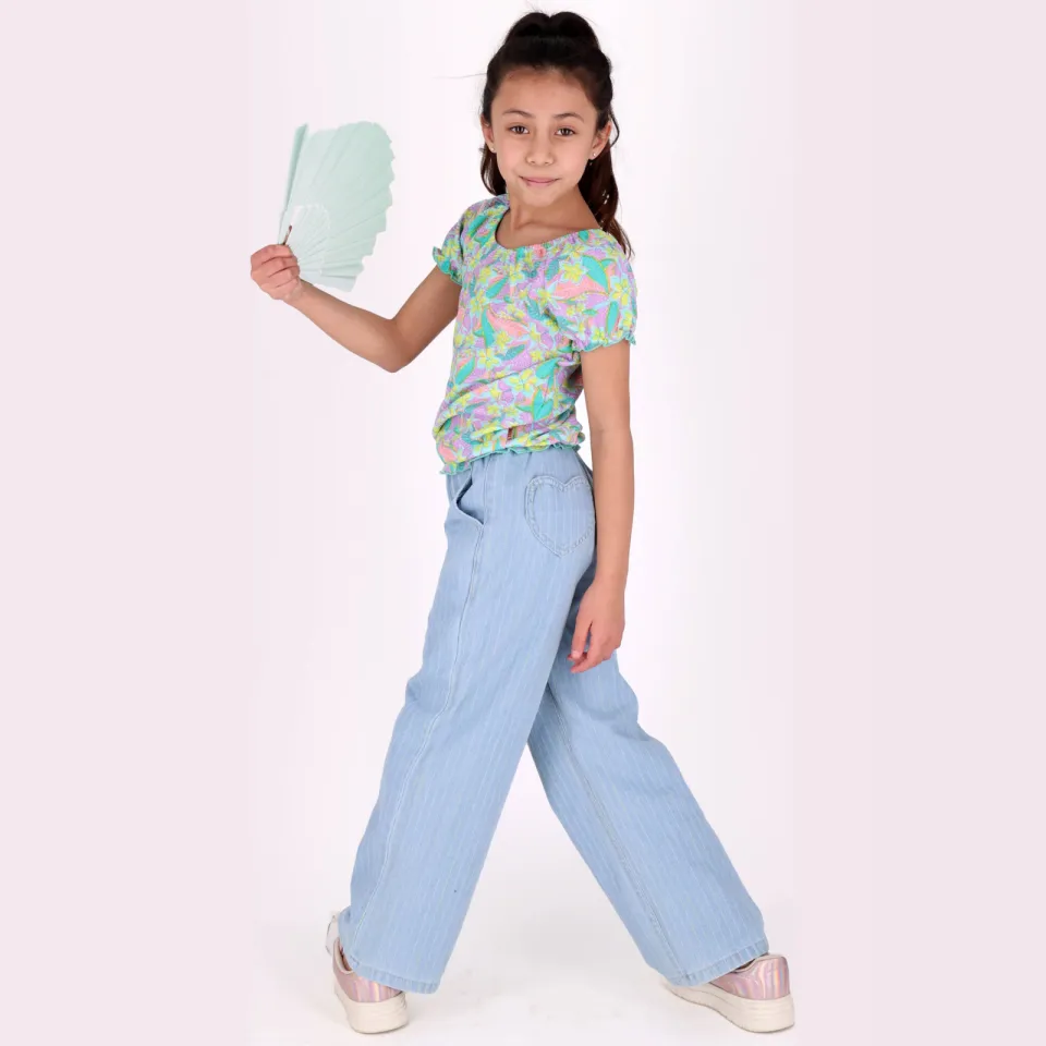 B.Nosy gebloemde off shoulder top lila, foto 4