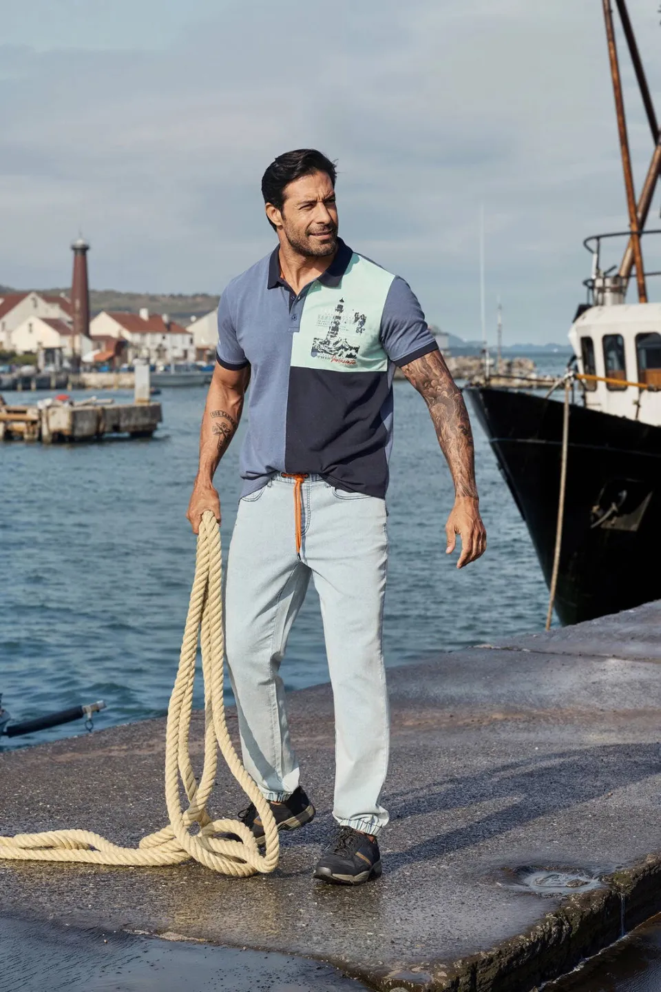 Jan Vanderstorm loose polo LARSDAL Plus blauw, foto 3