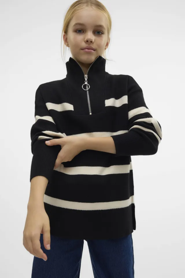 Vero Moda GIRL schipperstrui zwart gebreid Zwart/ecru