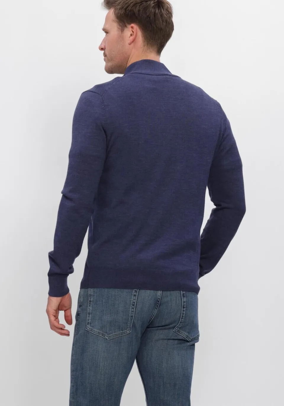Profuomo Heren Truien & Vesten Pullover Half Zip Extrafine Merino - Donkerblauw, foto 4
