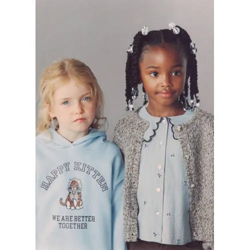 Mango Kids hoodie met tekst - lichtblauw, foto 4
