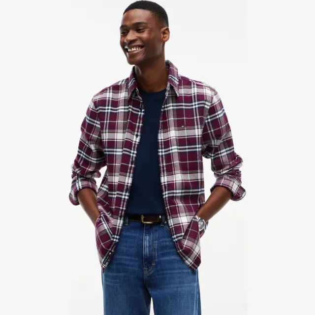 Tommy Jeans flanel regular fit geruit overhemd - calypso berry Calypso Berry Check