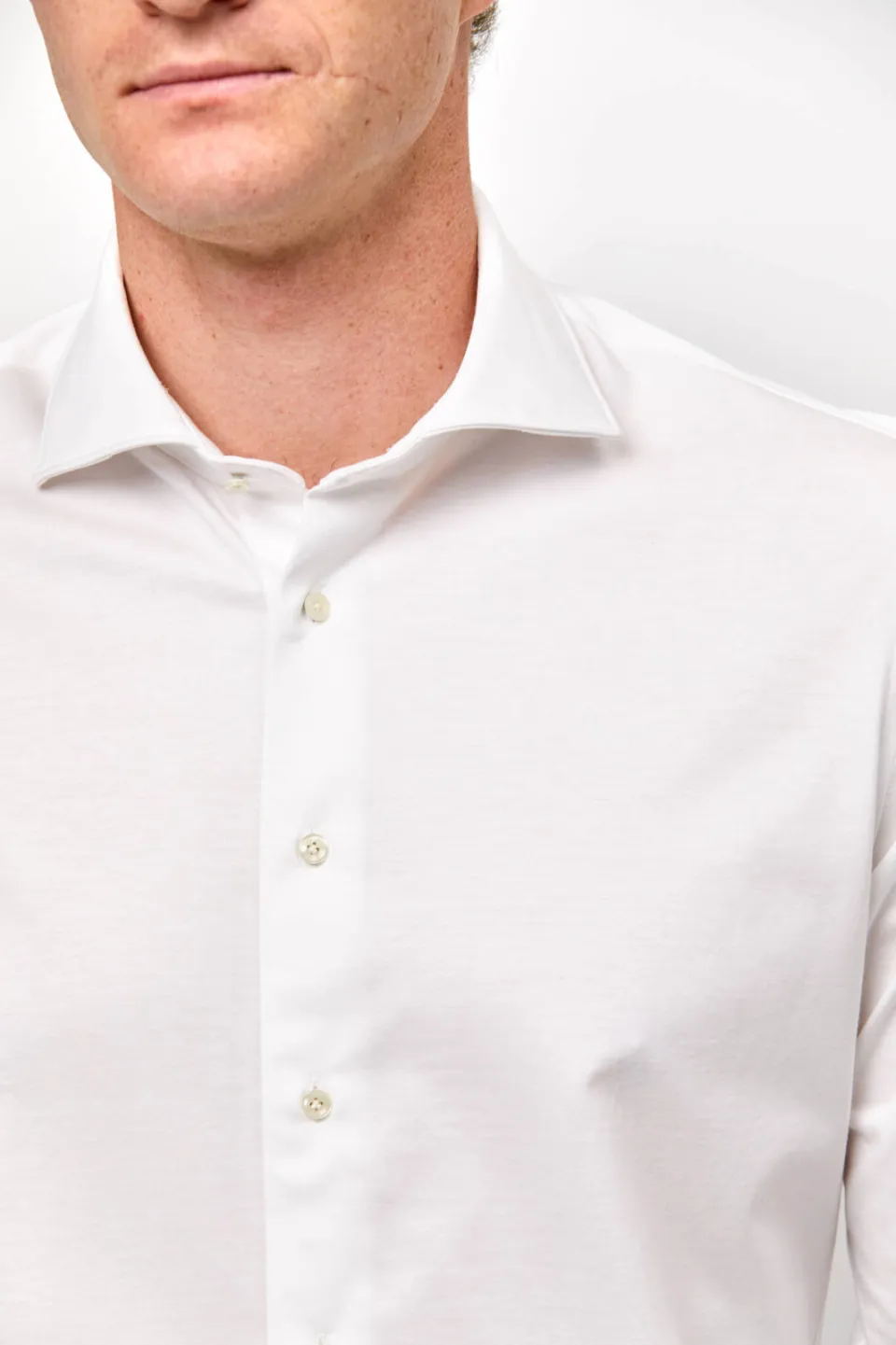 Profuomo slim fit gebreid overhemd wit, foto 6