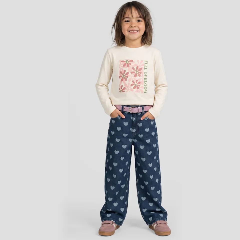 Orange Stars longsleeve met print ecru