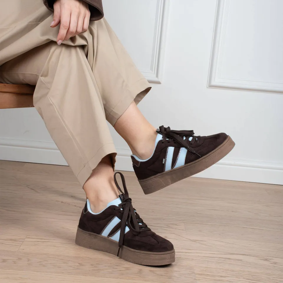 POSH by Poelman Lilly sneakers - bruin/lichtblauw, foto 6