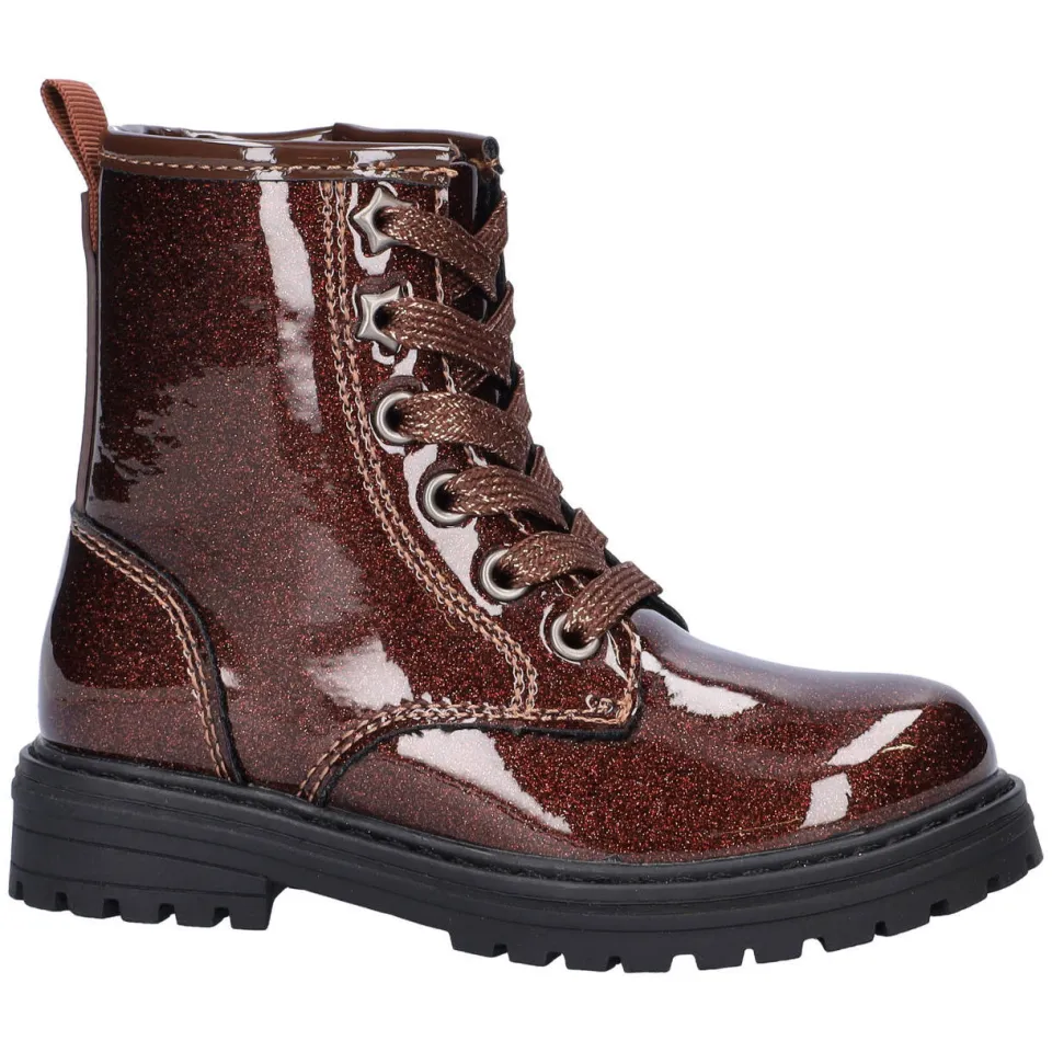 Nelson Kids lakleren enkelboots met glitters en profielzool - bruin, foto 2