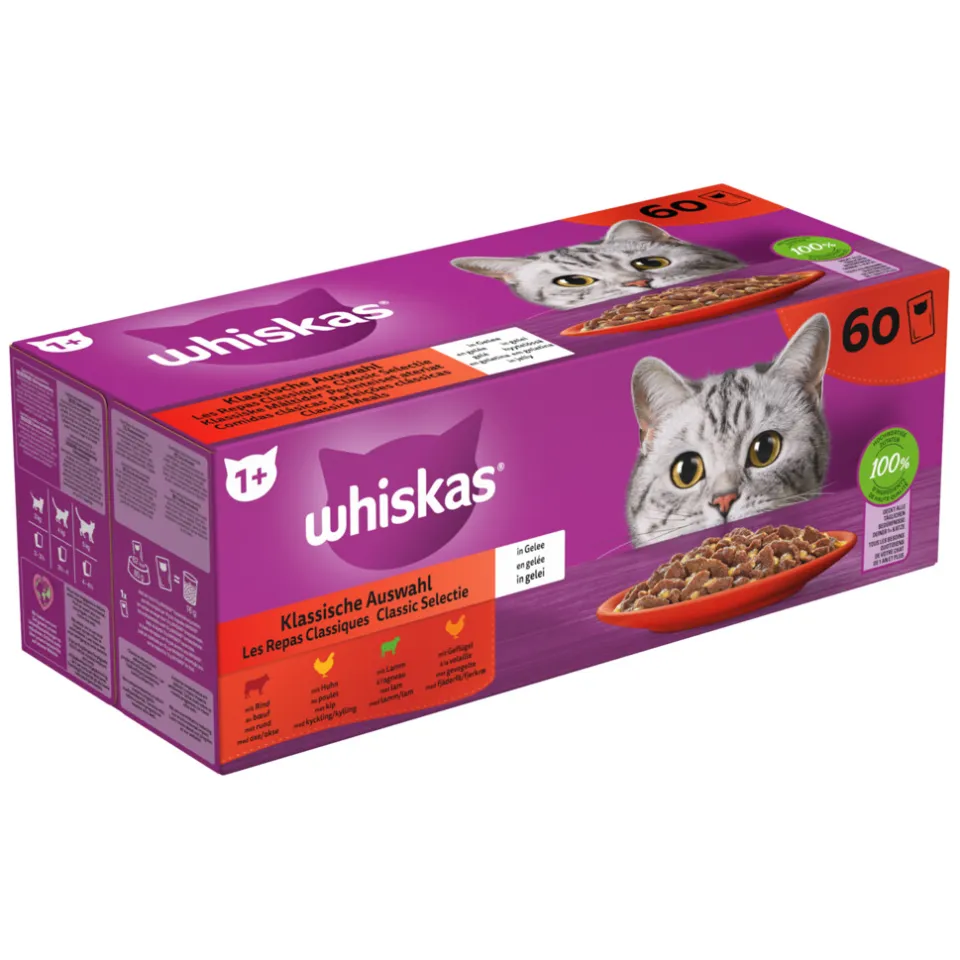 Whiskas Adult 1+ Classic Selectie in gelei natvoer kat 60 x 85 g