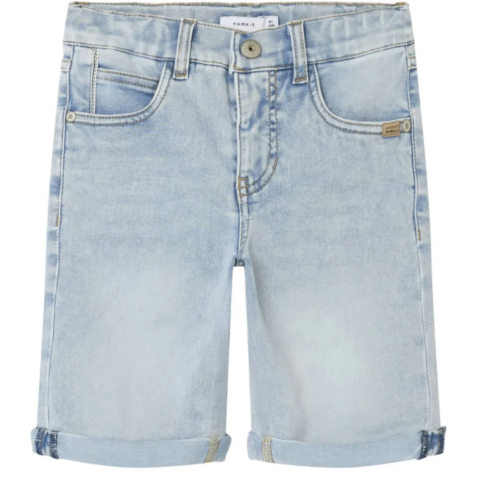 NAME IT slim fit jeansshort lichtblauw light blue bleached denim, foto 2