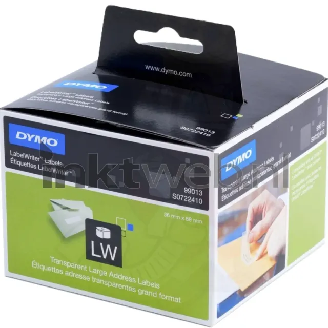 Etiket dymo labelwriter adressering 36x89mm 2 Rollen transparant