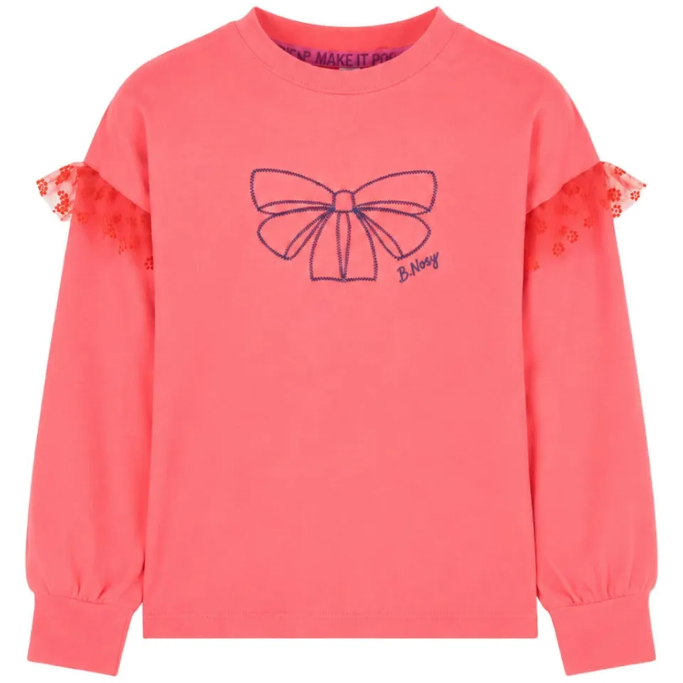B.Nosy rechtvallende sweater met tule en print - koraalroze, foto 3