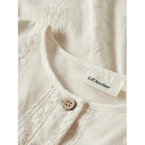 Lil' Atelier loose fit blouse met ruches ecru, foto 4
